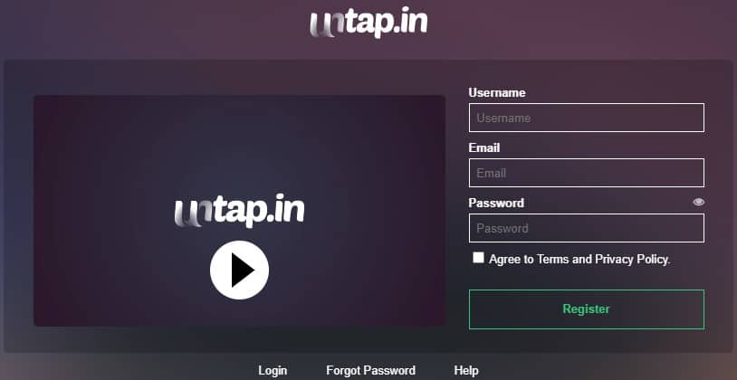 untap.in Registration Page