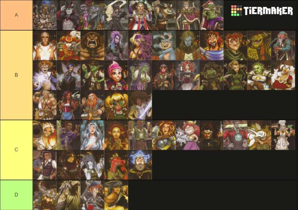 The Red Dragon Inn character tier list