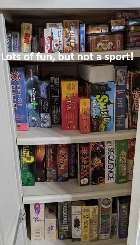 cabinet full of boardgames