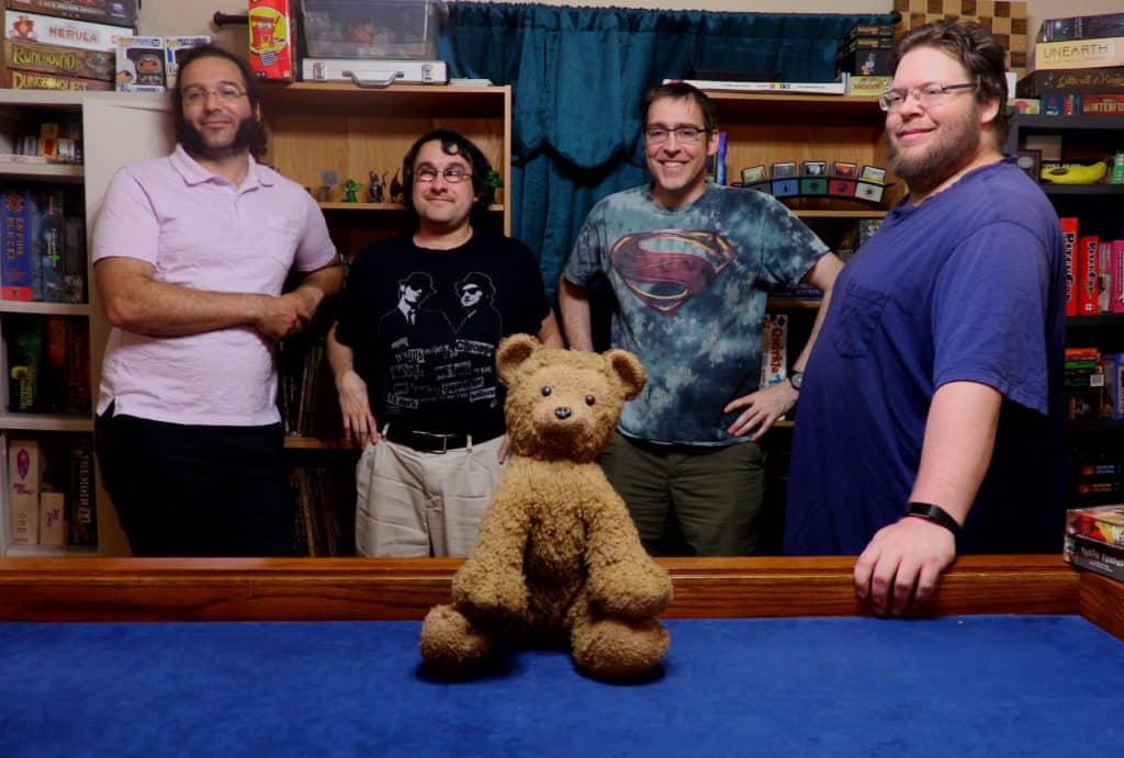 Assorted Meeples Gaming Blog Members (Phil, Braden, Callahan, Shane, Brownie)