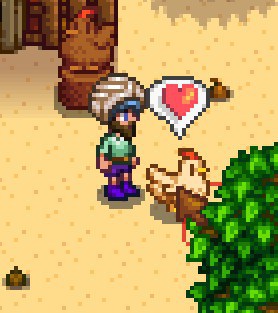 happy chicken on beach stardew valley