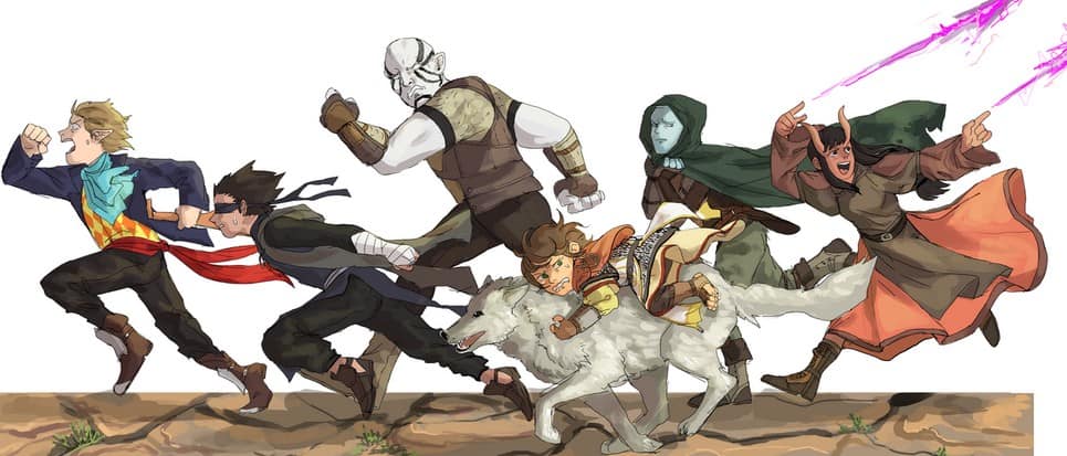 DnD party running from monster