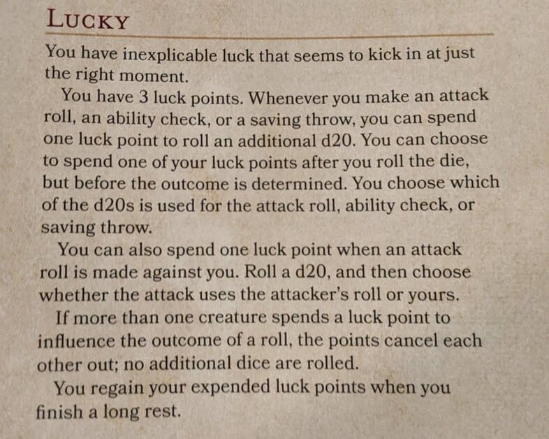 lucky feat entry 5e book