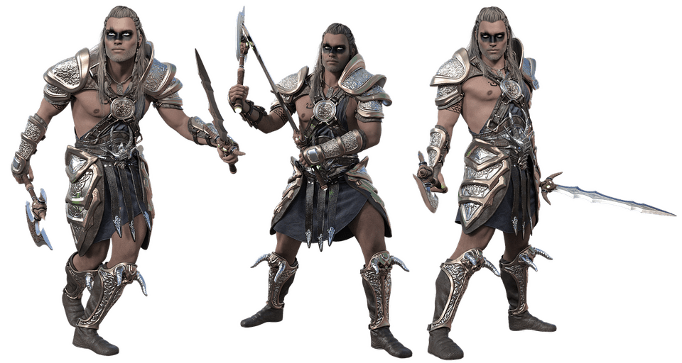 three barbarian fighters