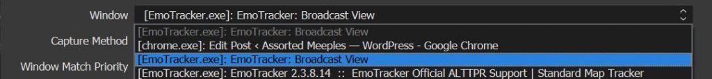 OBS Window Capture EmoTracker