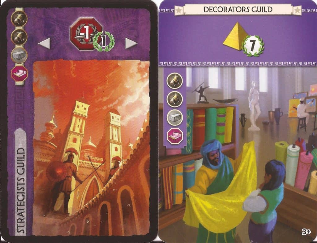 7 Wonders Strategists Guild and Decorators Guild cards