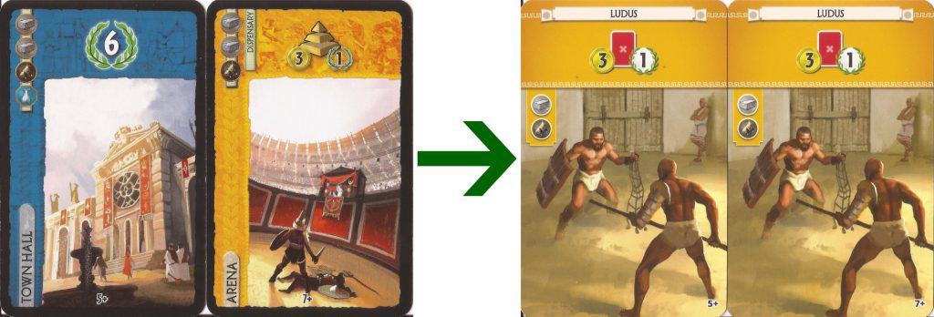 7 Wonders Town Hall and Arena change to Ludus cards