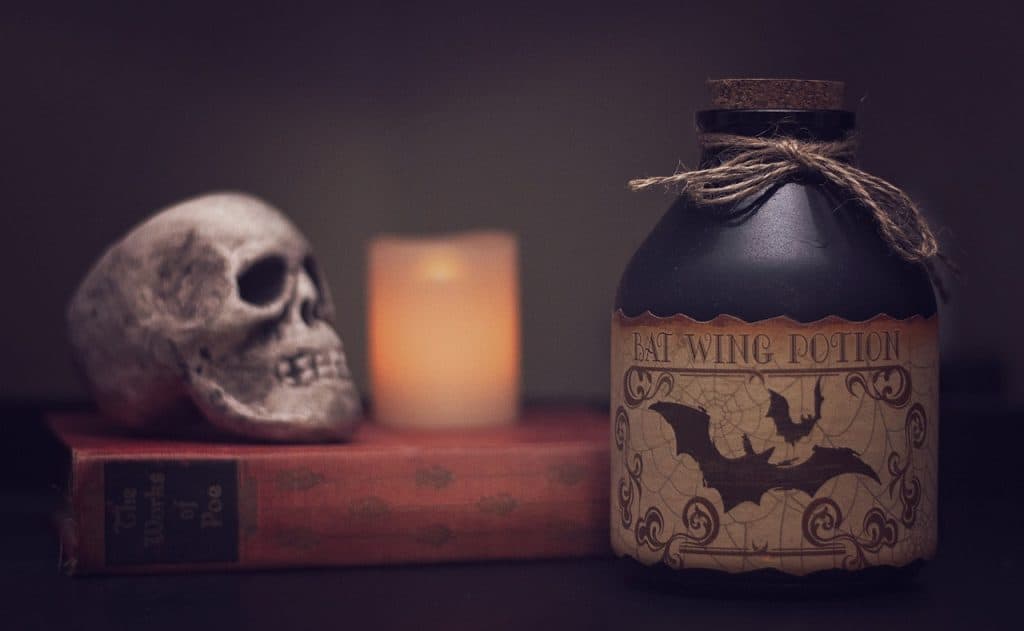 Skull, candle, poisoner work station