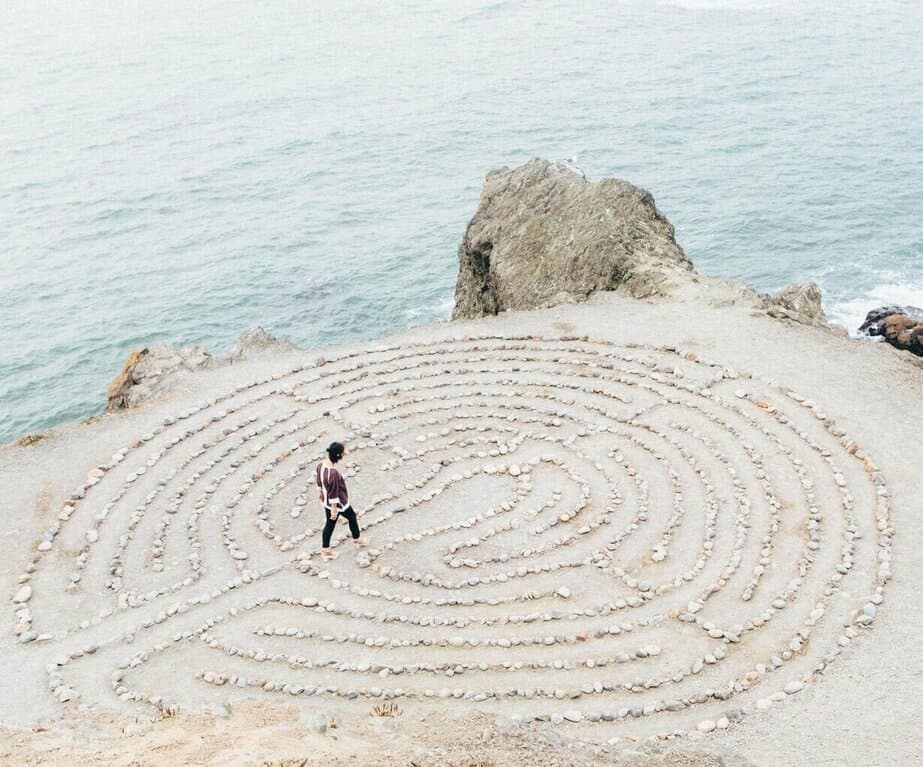 ritual circle in sand