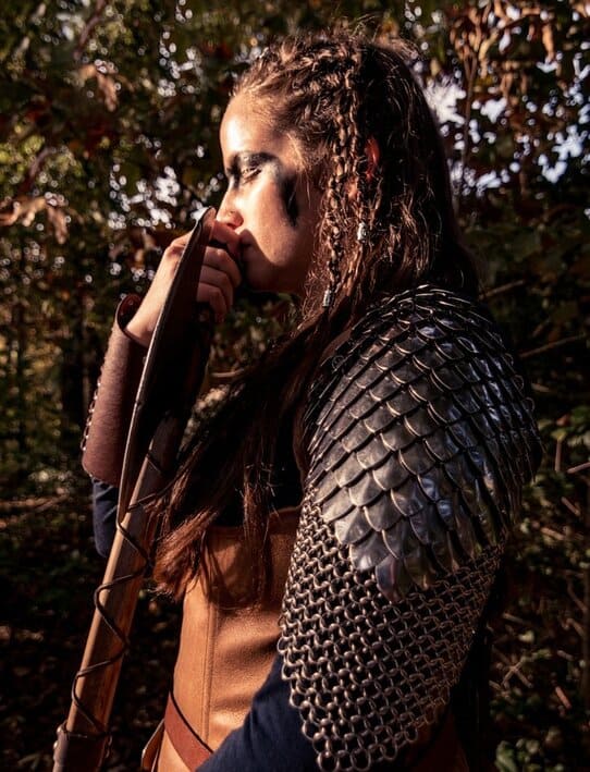 female viking in medium armor