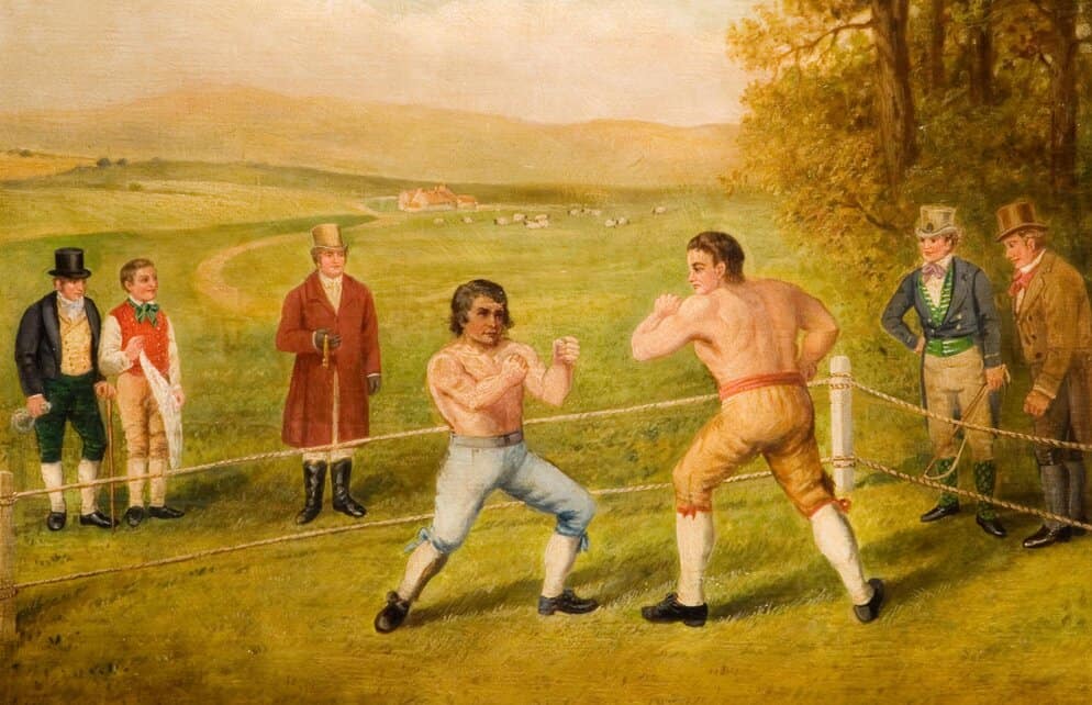 two men bare knuckle boxing
