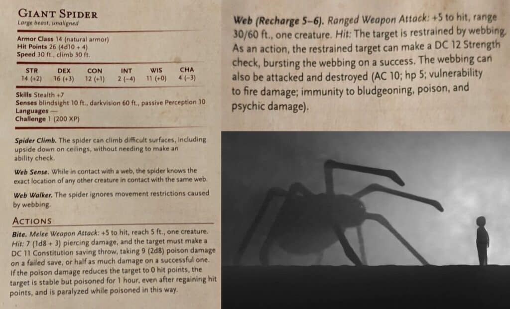 5E Giant Spider Stat Block