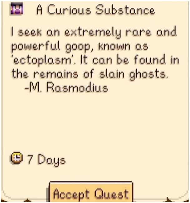 stardew valley curious substance quest