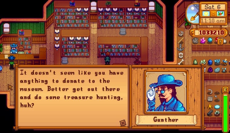 Gunther at Stardew museum