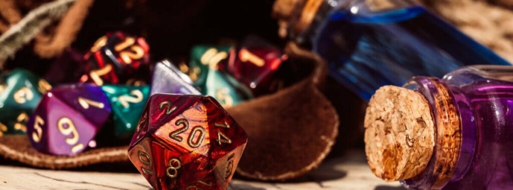 Red d20 out of dice bag