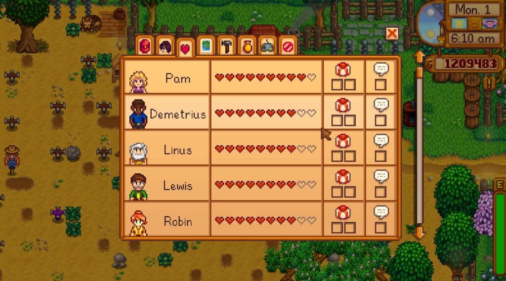 stardew valley relationship page