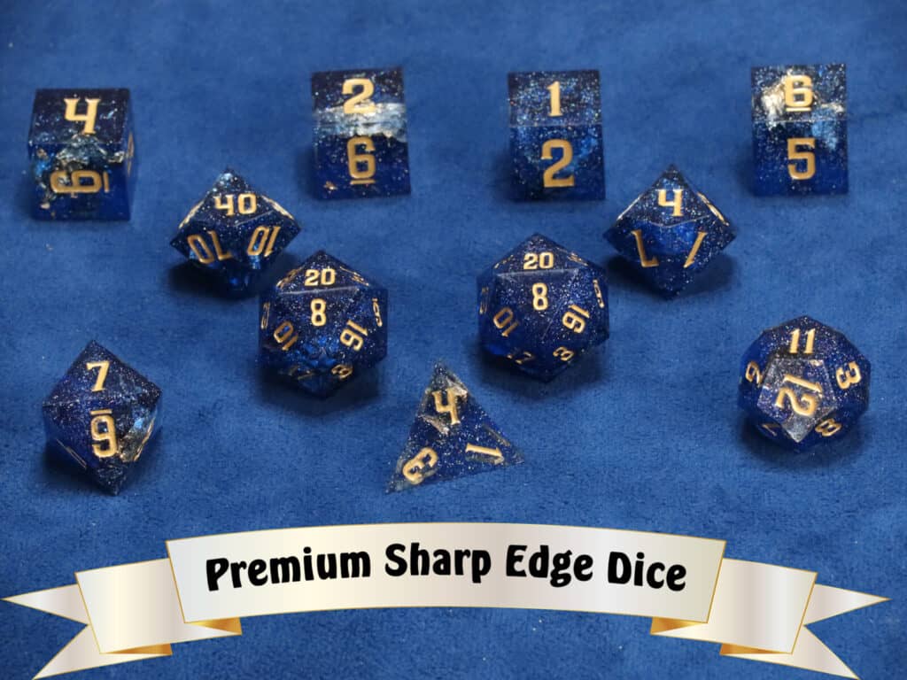 blue sharp edge star trek dnd dice