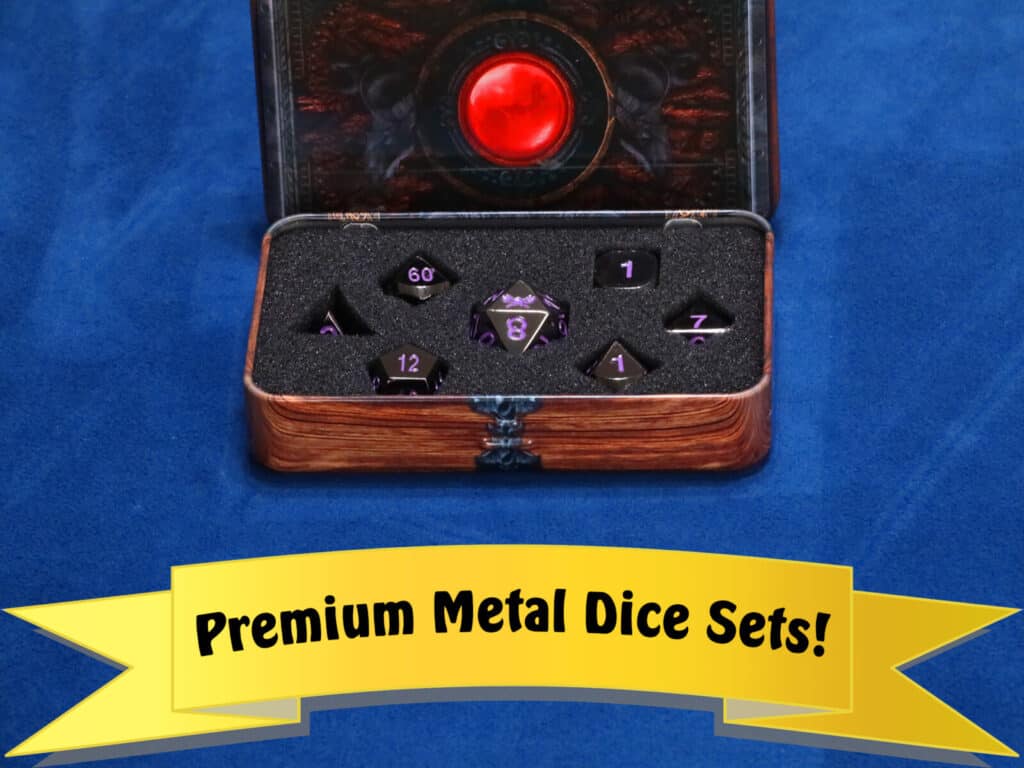 premium metal dnd dice in metal case