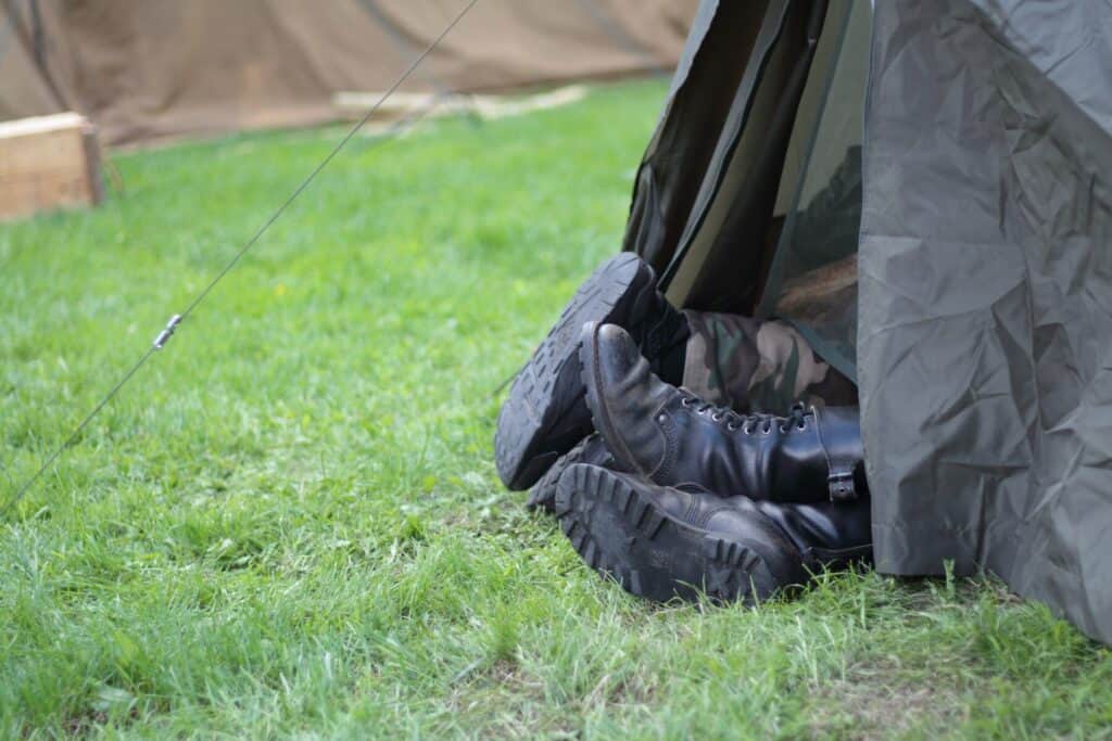 Adventurers sleeping in a tent