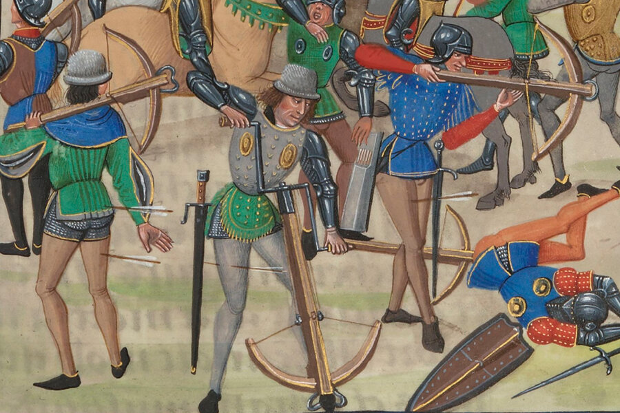 crossbowmen in medieval battle