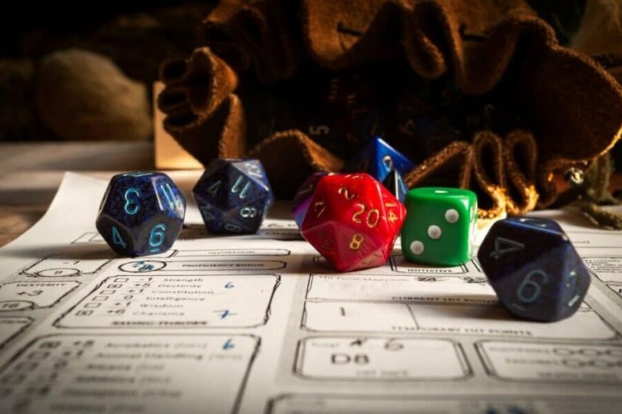 DnD dice and character sheet