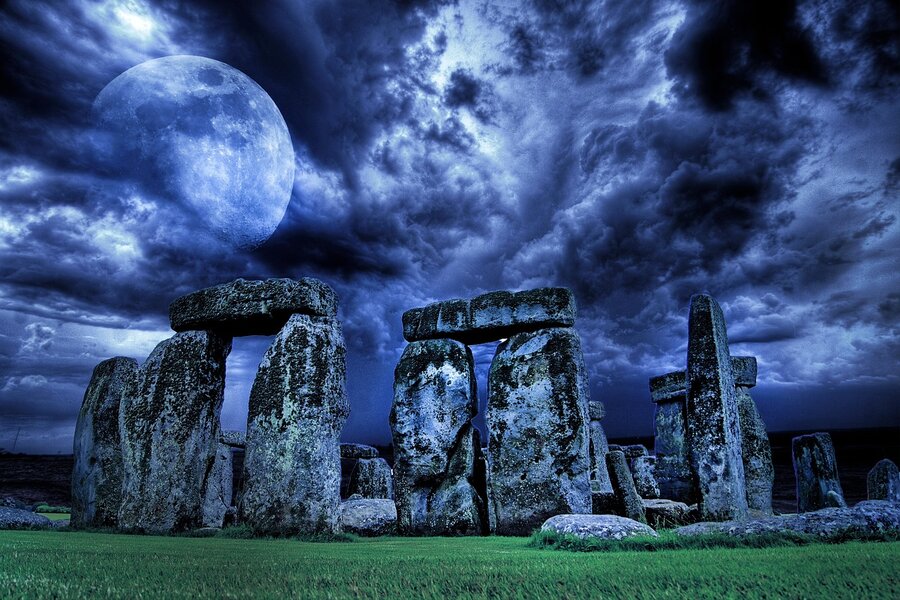 Stonehenge under a full moon
