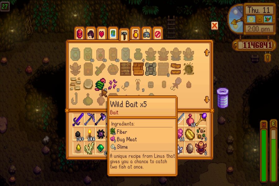 Wild bait recipe stardew Valley