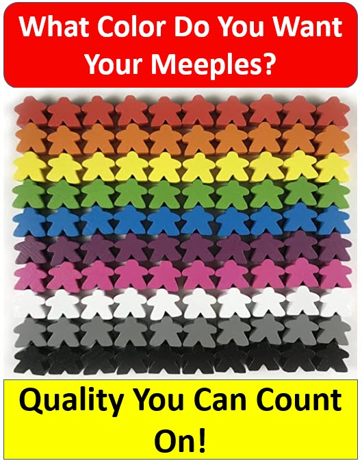 multiple rows of colored meeples