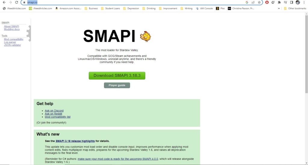 SMAPI mod download page