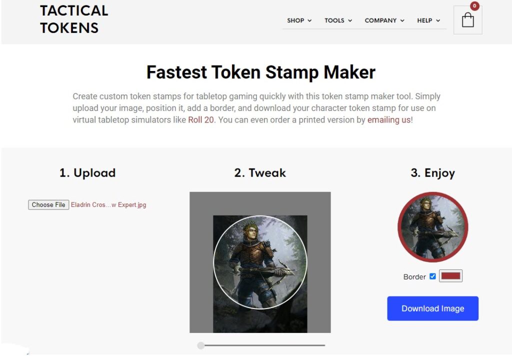 Tactical Tokens fastest dnd token stamp maker