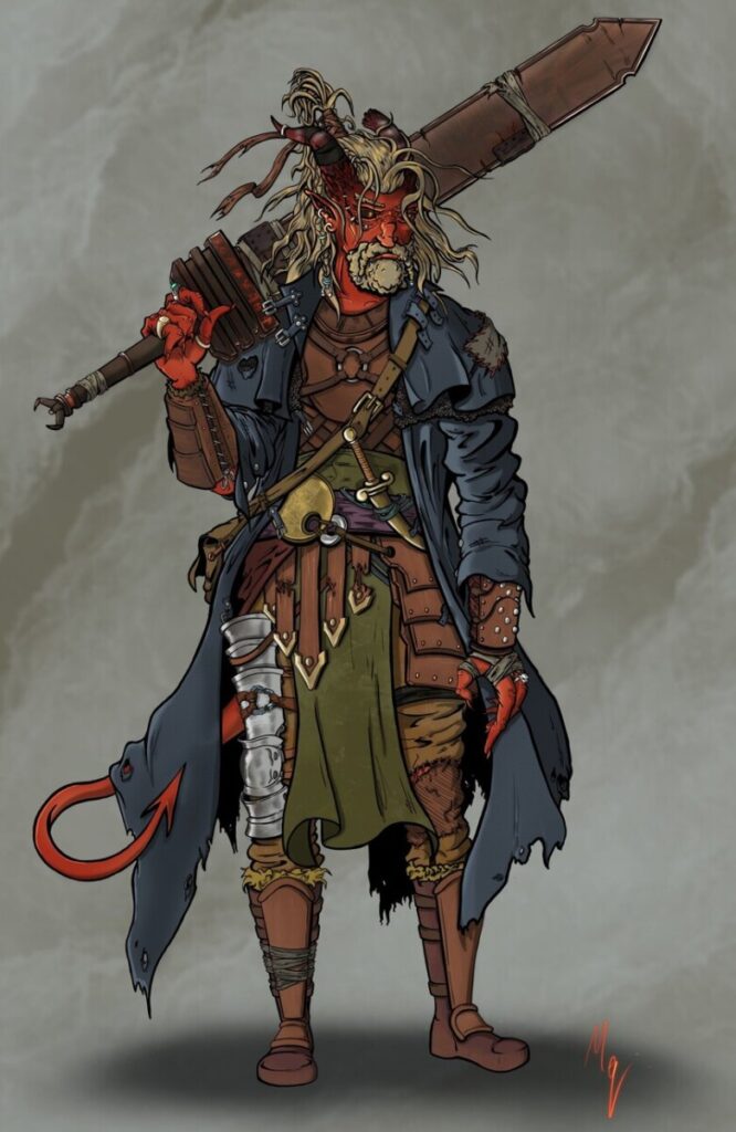 Old Tiefling fighter