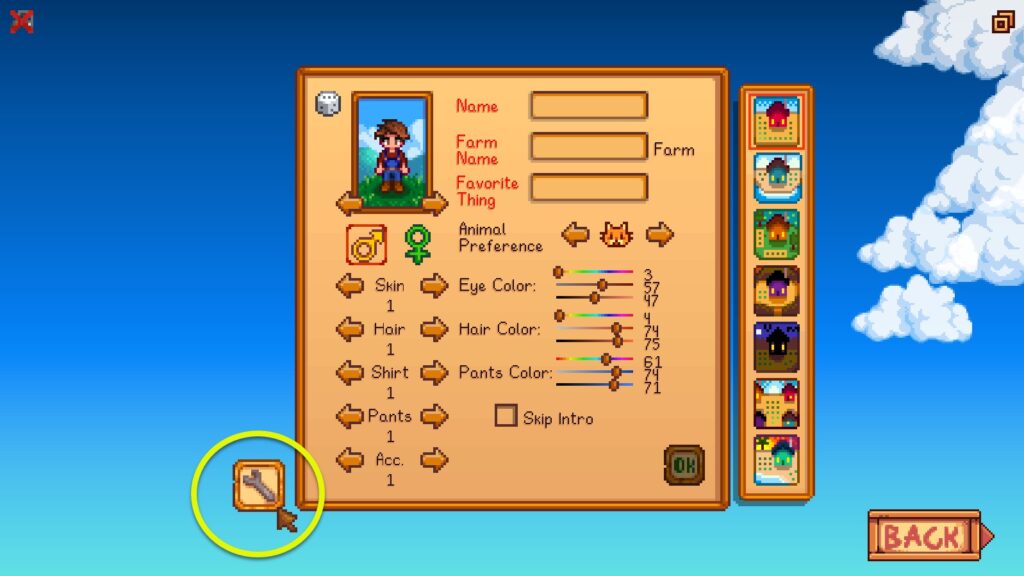 stardew valley start page