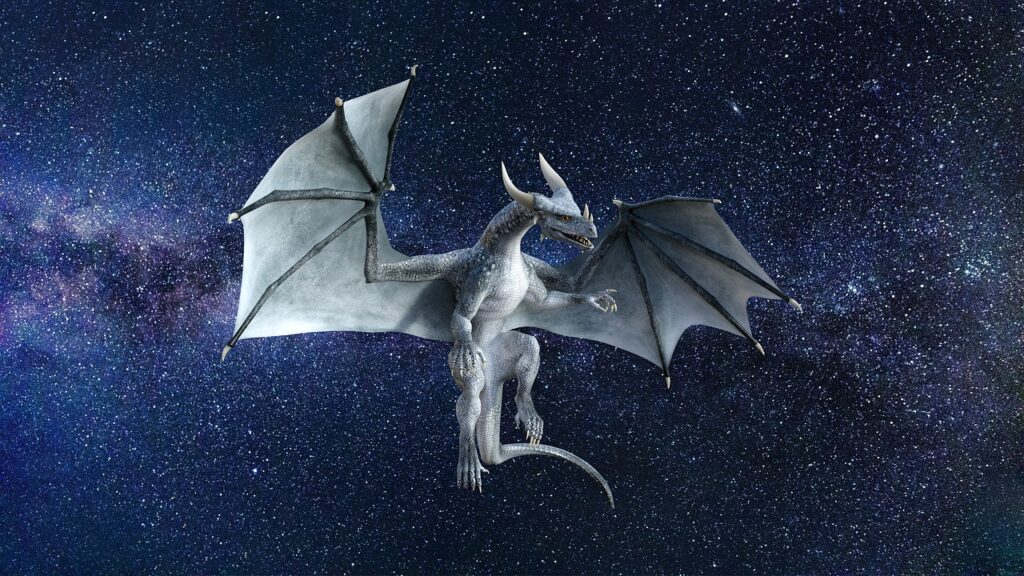 blue gray space dragon