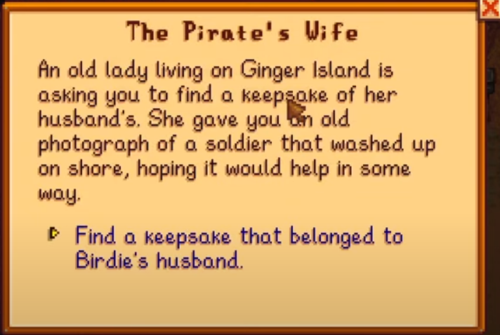 how to complete the pirates wife quest in stardew valley